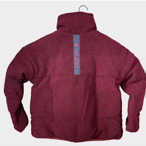 FOURLAPS Polar Quilted Sherpa Jacket Burgandy/Smoke - Picture 4 of 14